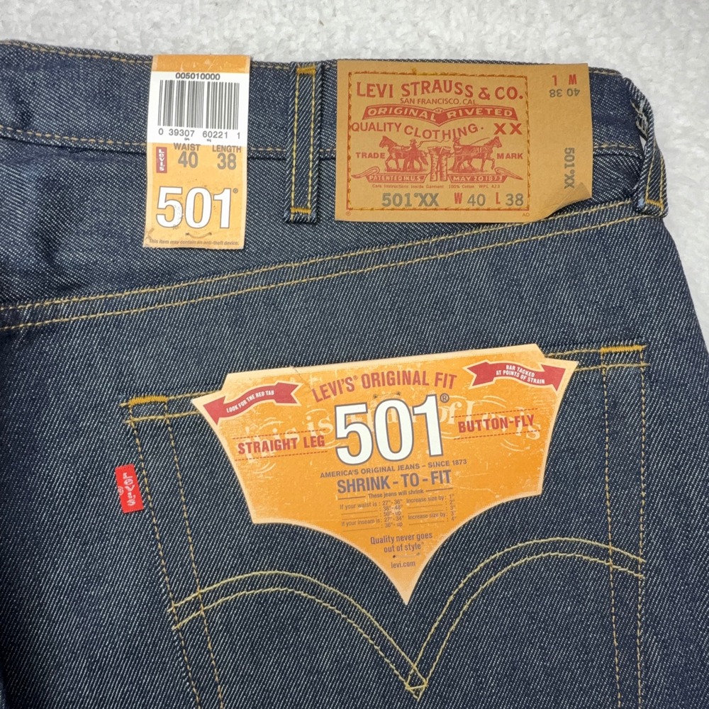 Levis 501 Original Fit Shrink-To-Fit Straight Leg Jeans Blue 40x38 005010000